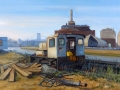 Pamela Telese "Train Engine 2 at Brooklyn Navy Yard" (oil on linen 11x16in)