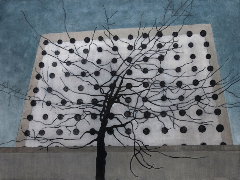 Hotel and Tree in Winter 2013 acrylic on canvas 30" x 40"