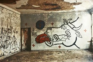 Marisela La Grave's photograph David Wojnarowicz's drawings at Pier 34, 1983