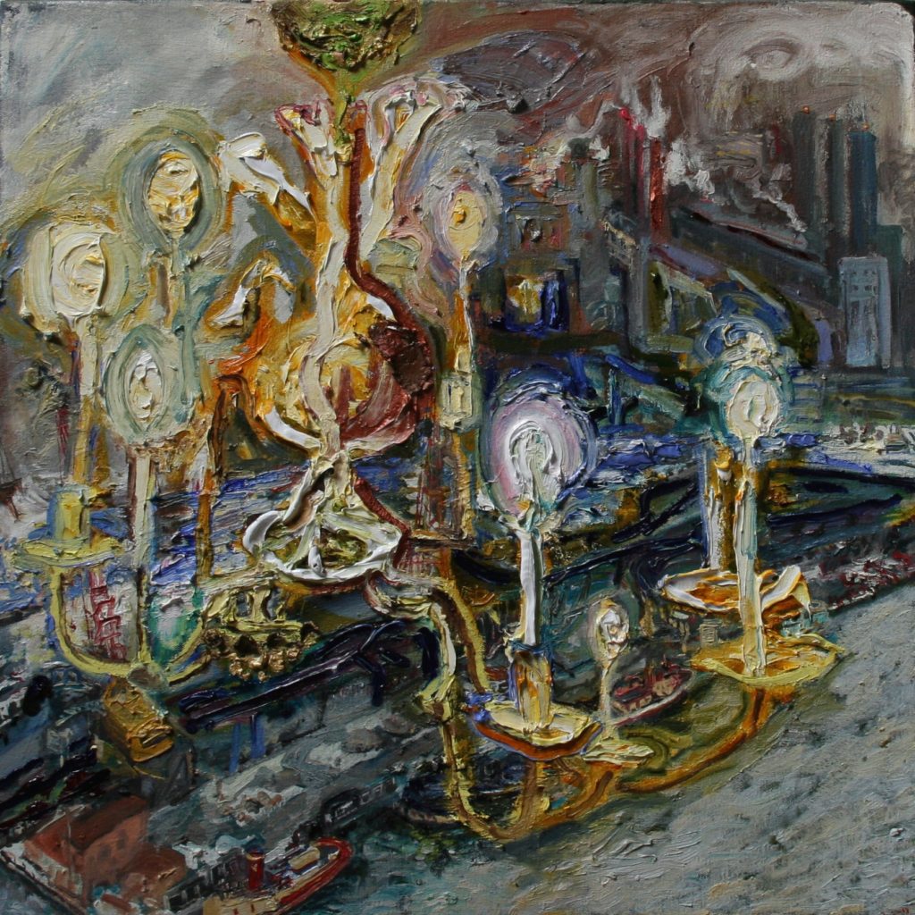 Lizbeth Mitty Chandelier Cold Day, 2015, 24x24, oil on canvas