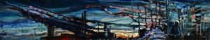 :izbeth Mitty Detroit Nocturne, 2016, 12x72, oil on canvas